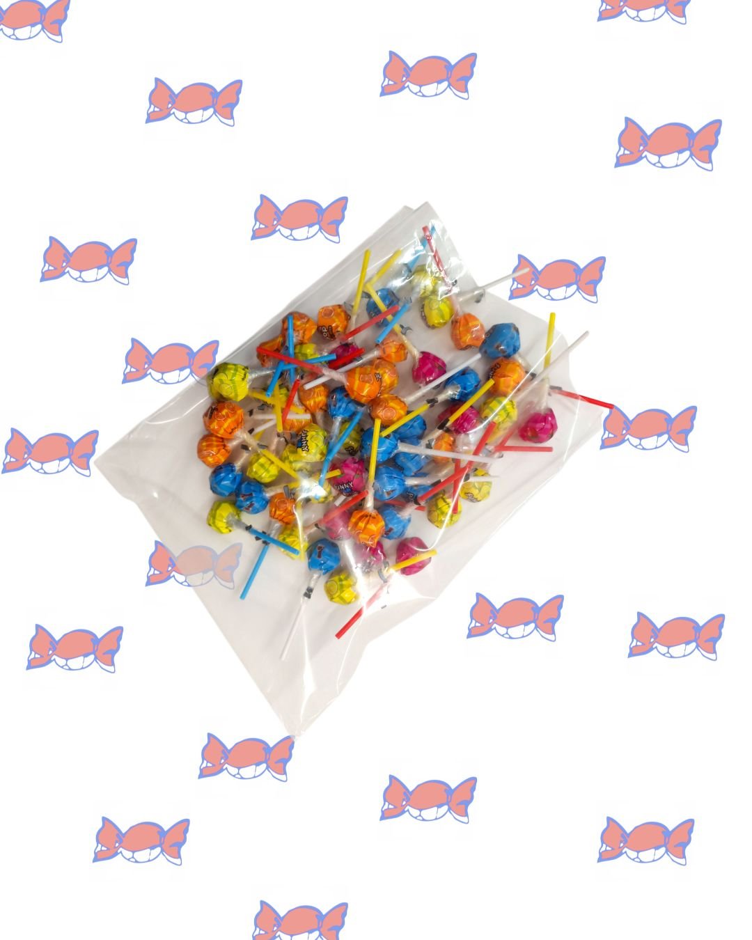 BOLSA PERSONALIZADA CARMELOS CON PALO, PIRULETAS 500G - Imagen 2