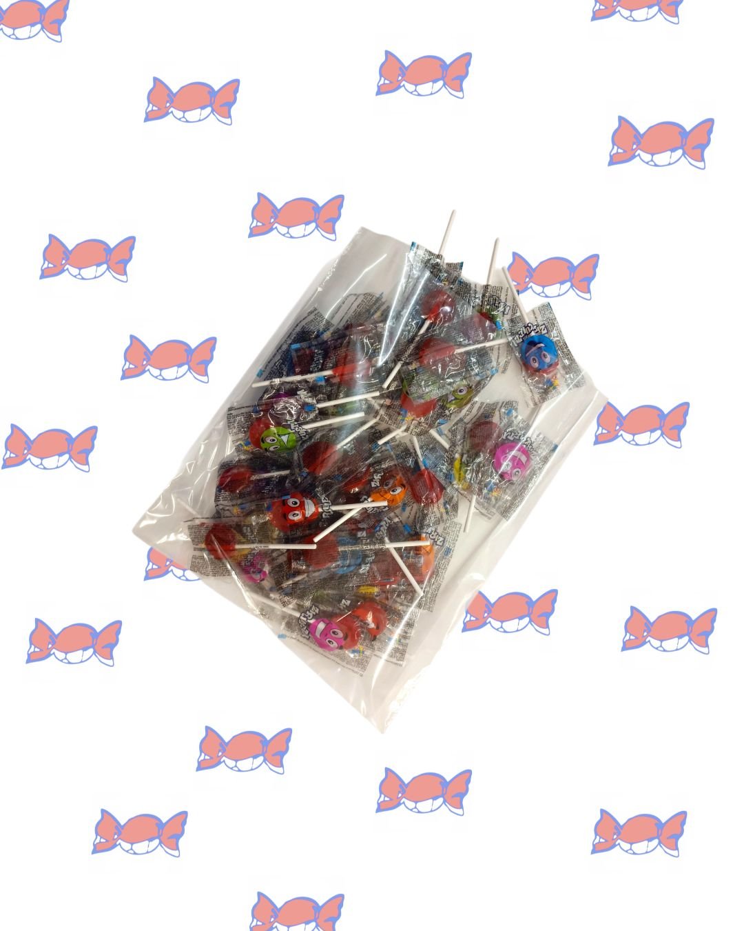 BOLSA PERSONALIZADA CARMELOS CON PALO, PIRULETAS 1KG