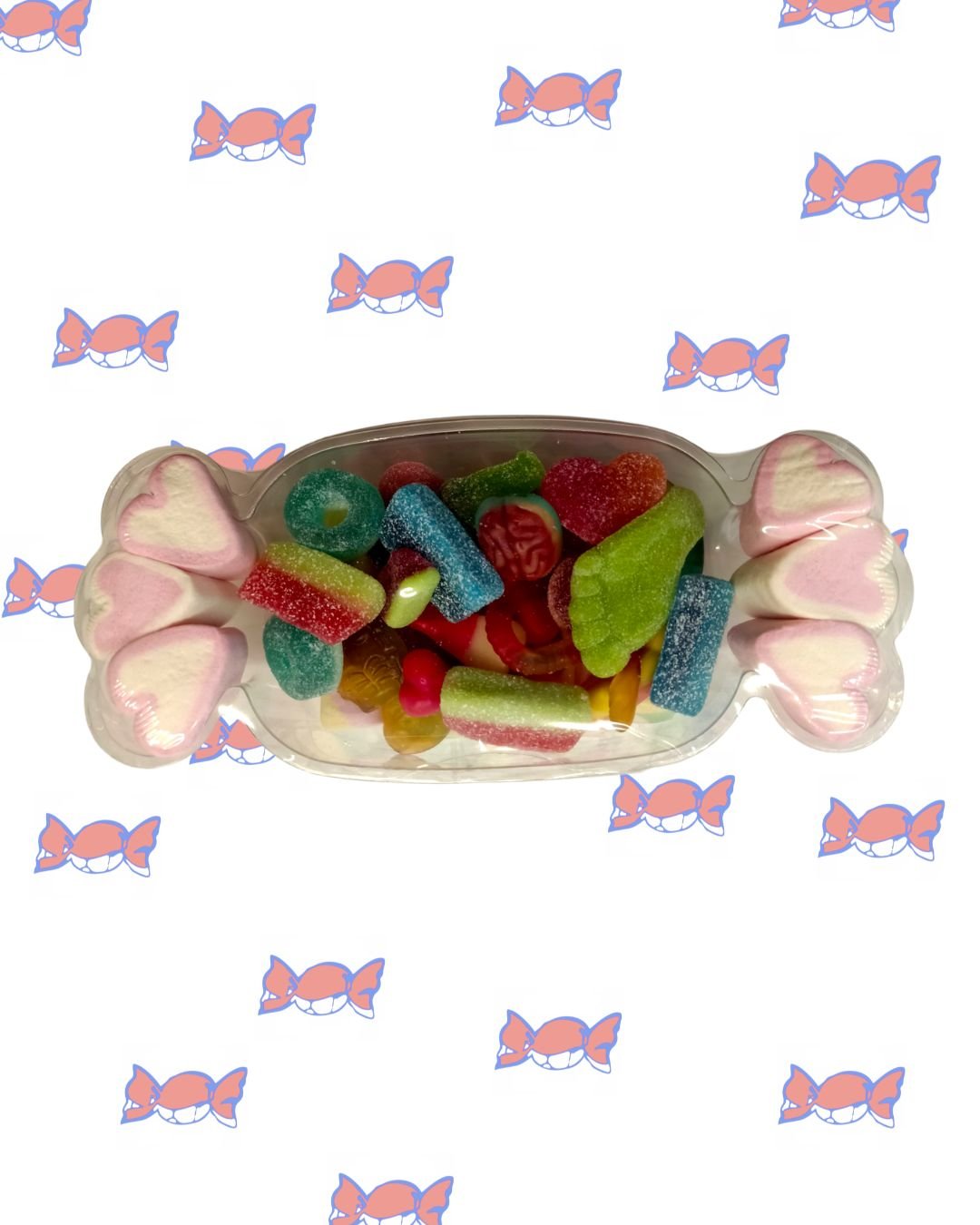 CARAMELO RELLENO DE GOLOSINAS, REGALICES Y NUBES 200G